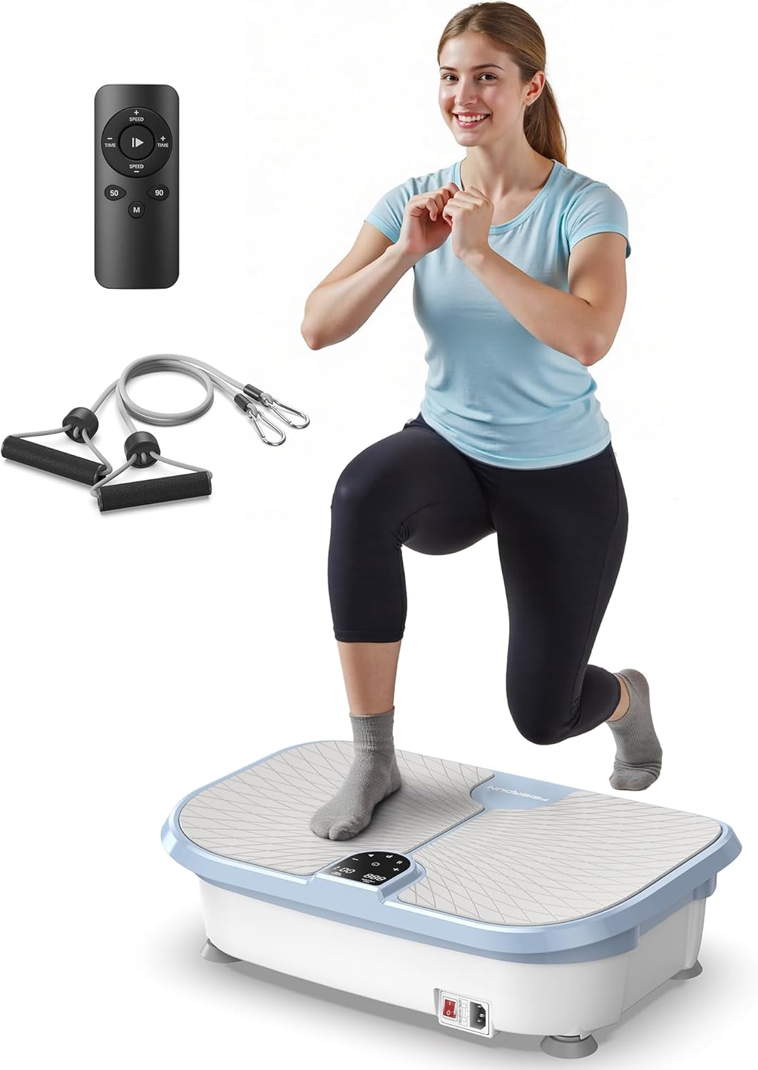 FEIERDUN Vibration Plate Exercise Machine, 400 LBS Capacity Vibration Plate for Lymphatic Drainage, Max Space for Whole-Body Workout & Relaxation at Home