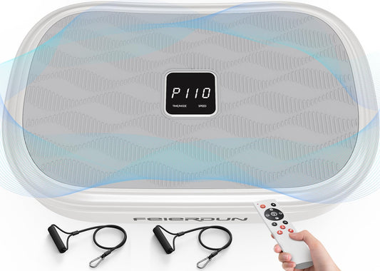 FEIERDUN Vibration Plate Exercise Machine, Whole Body Workout Vibrate Platform, 9 Modes Vibration Plate for Lymphatic Drainage Weight Loss Shaping Toning Wellness