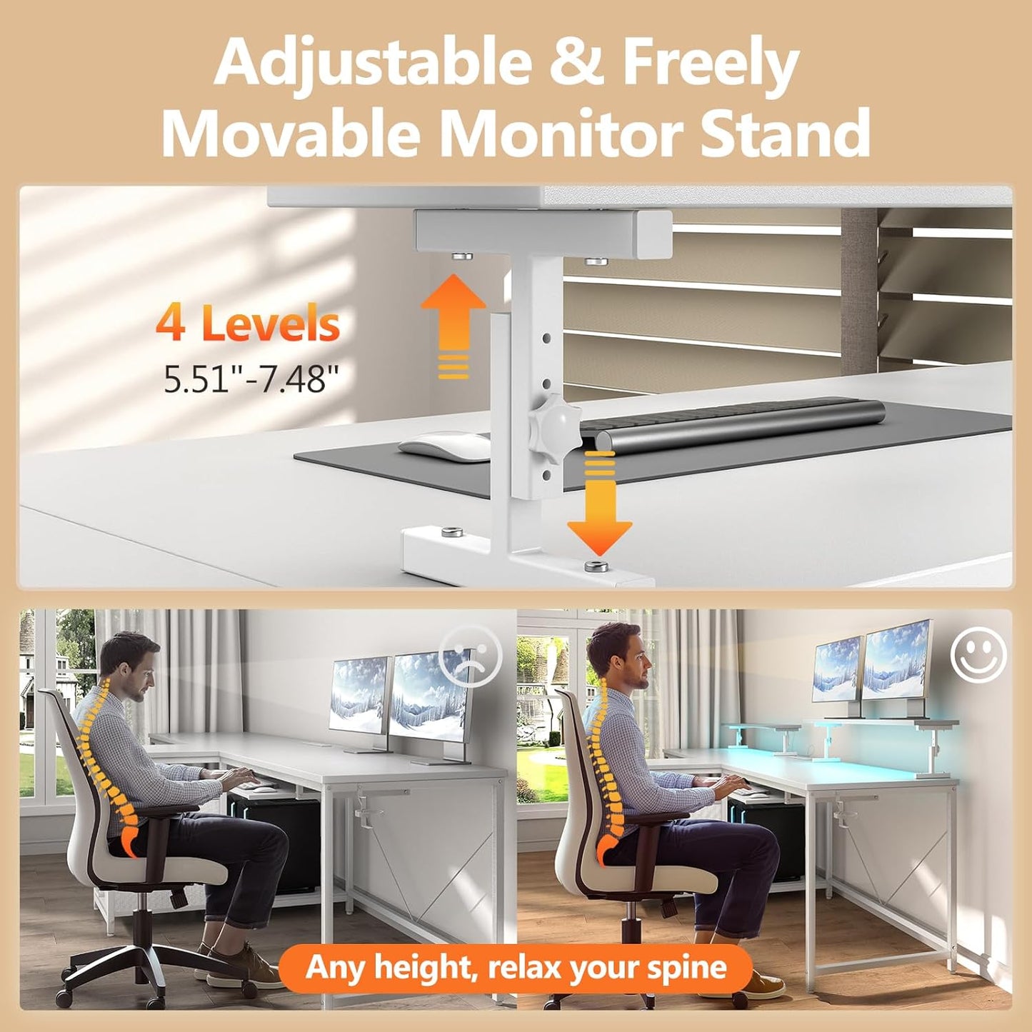 2 Person Desk with Power Outlet & LED Lights, Extra Long 94.5 Inch Double Person Computer Desk with Storage Shelves,Keyboard Tray and Monitor Stand for Home Office, T Shaped Gaming Desk