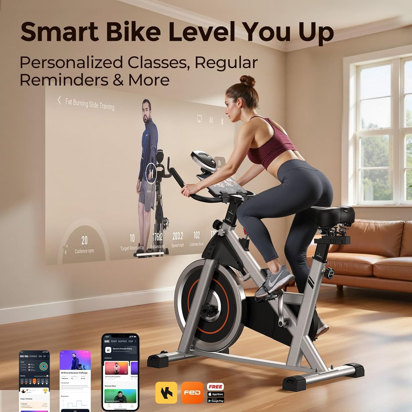 YOSUDA Magnetic Exercise Bike, Stationary Bike for Home with Exclusive App
