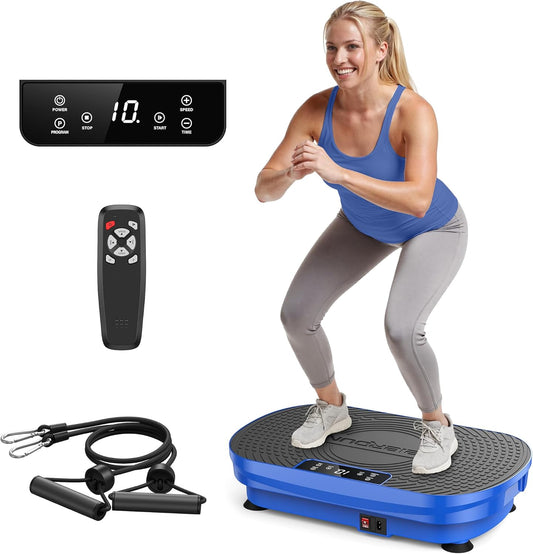 Vibration Plate Exercise Machine, Vibration Plate for Lymphatic Drainage, Power Plate Vibration Platform for Weight Loss, Toning & Wellness, Blue