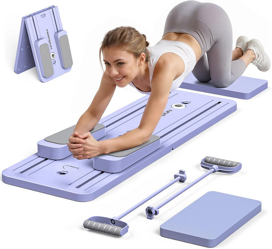 Pilates Reformer, Foldable Pilates Board for Full Body Workout, Portable Pilates Equipment for Core Strength and Pilates Training for Home Gym, 300lbs Capacity