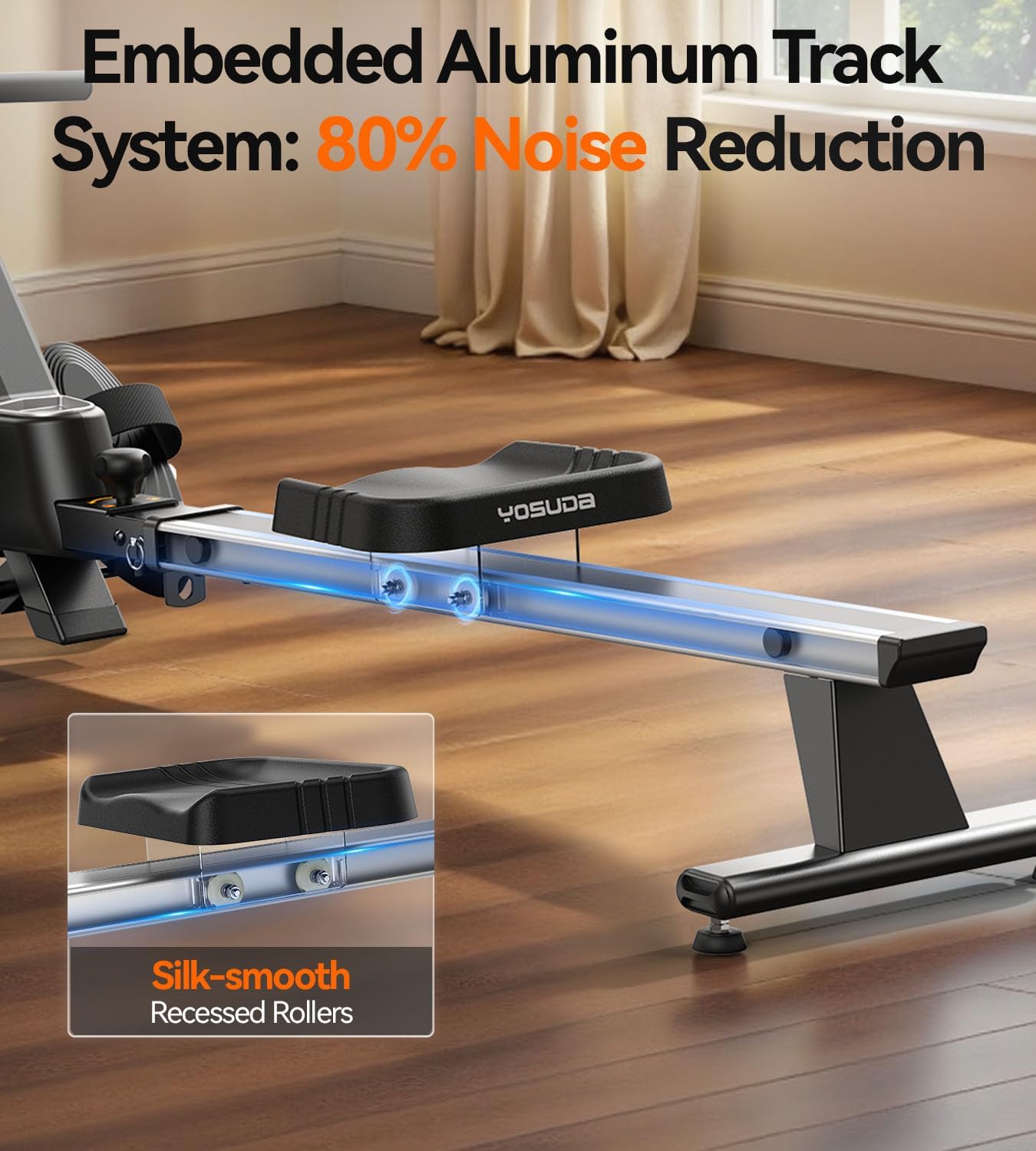 YOSUDA Magnetic Rowing Machine for Home - Rower Machine Use with Bluetooth, App Supported, Rowing Machine for Taller Power Athletes