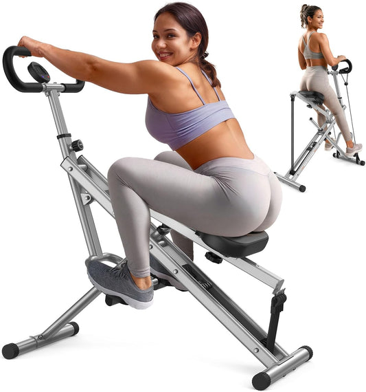 Sportsroyals Foldable Squat Machine for Home,Ride & Rowing Machine for Glutes Butt Thighs,Ab Back/Leg Press,350lbs Capacity