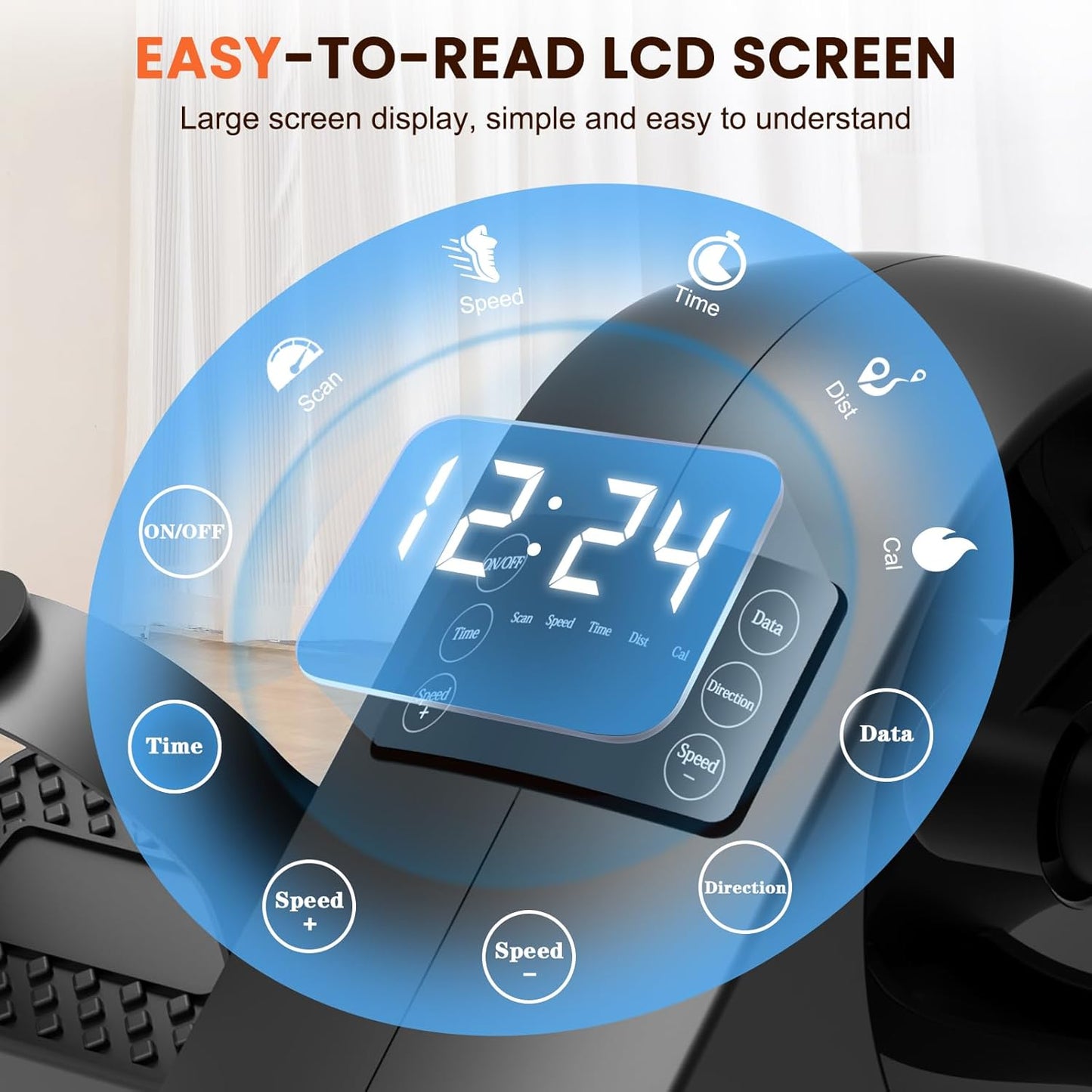 Mini Under Desk Exercise Bike Pedal Exerciser, Motorized Setting Bike Pedal Exerciser Leg/Arm Cycle for Senior, Physical Therapy, with 12 Adjustable Speed, LCD Display, Remote Control