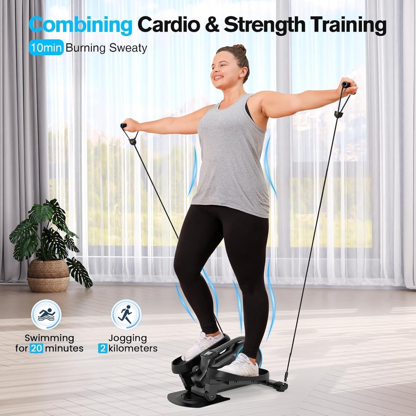 Under Desk Elliptical, Manual Elliptical Exercise Machine, Quite Foot Pedal Exerciser for Home Use, Compact Foot &Leg Pedal Exerciser for Seniors, Max Load 300LBS