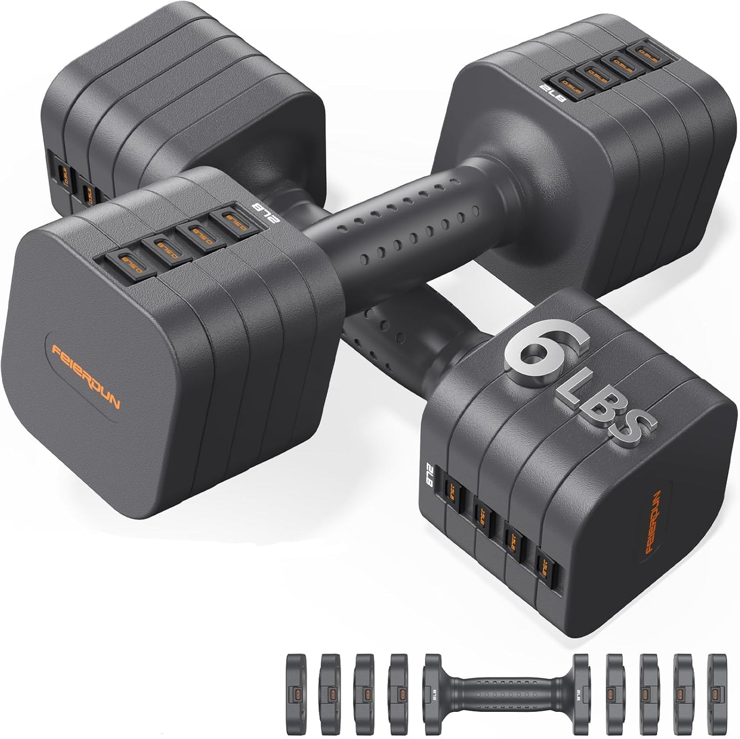 FEIERDUN 5-in-1 Adjustable Dumbbells Set of 2, 12LBS/20LBS Hand Weights