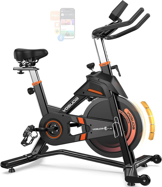 YOSUDA Magnetic Exercise Bike,Stationary Bikes for Home with Exclusive App, 400 lbs Weight Capacity & 50 lbs Flywheel, Indoor Cycling Bike with Tablet Holder & Adjustable Seat and Handlebars