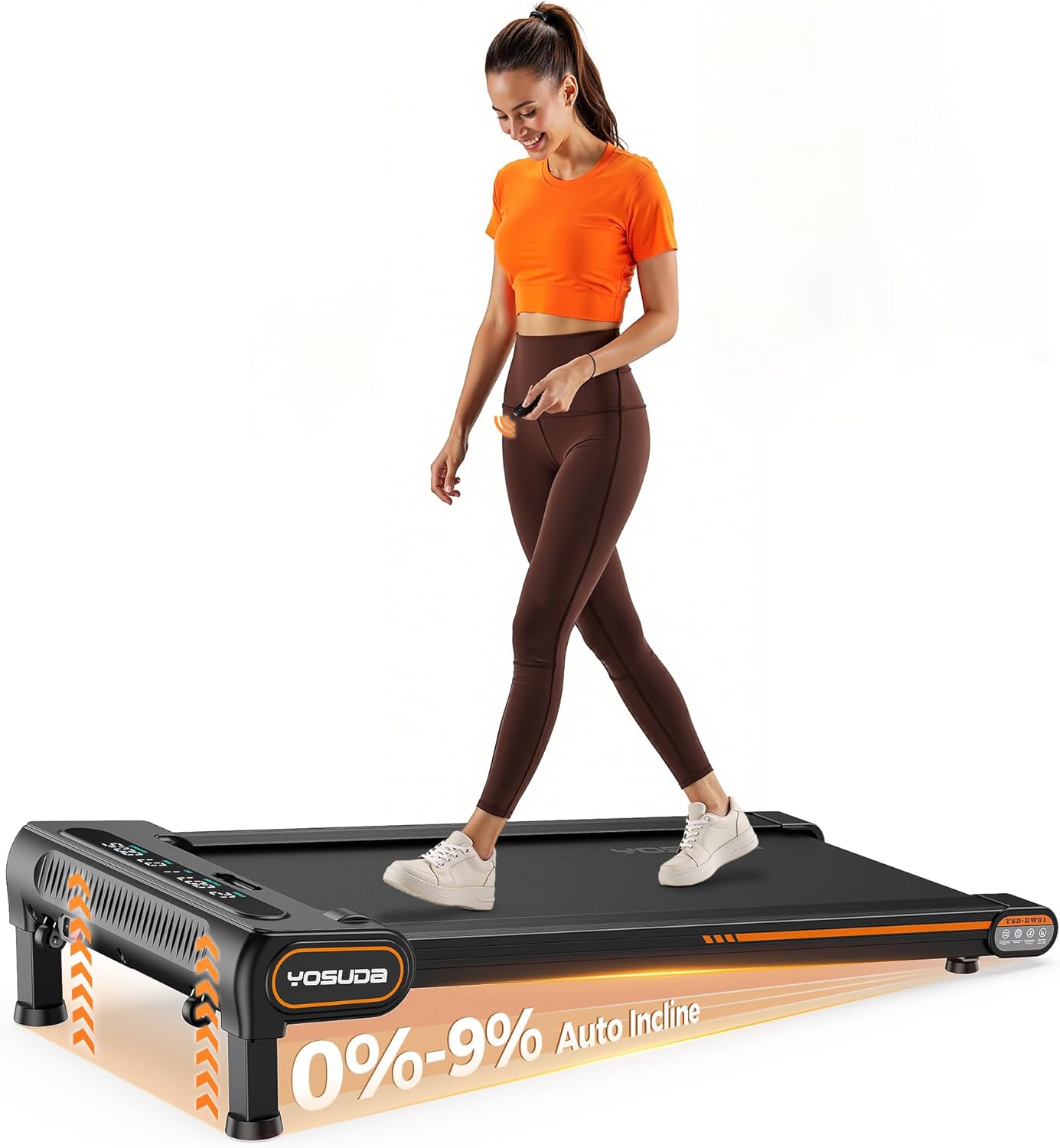 YOSUDA Walking Pad Treadmills with Auto Incline, 9% Incline Tredamills Under Desk with 300LBS Weight Capacity & 3 Adjustable Slopes