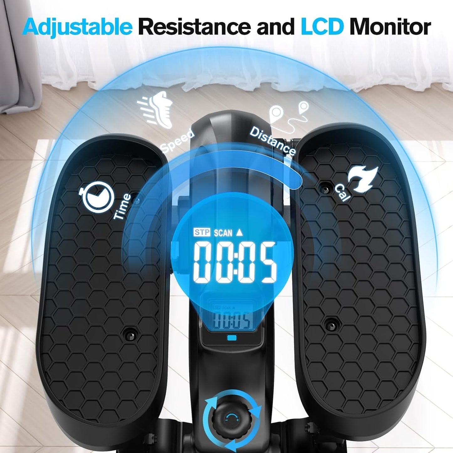 Under Desk Elliptical, Manual Elliptical Exercise Machine, Quite Foot Pedal Exerciser for Home Use, Compact Foot &Leg Pedal Exerciser for Seniors, Max Load 300LBS