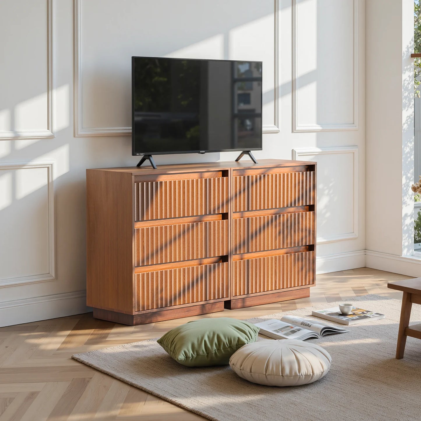 Koligey 3-Drawer Dresser 27.5"W Single Dresser With Waveform Fluted Panel