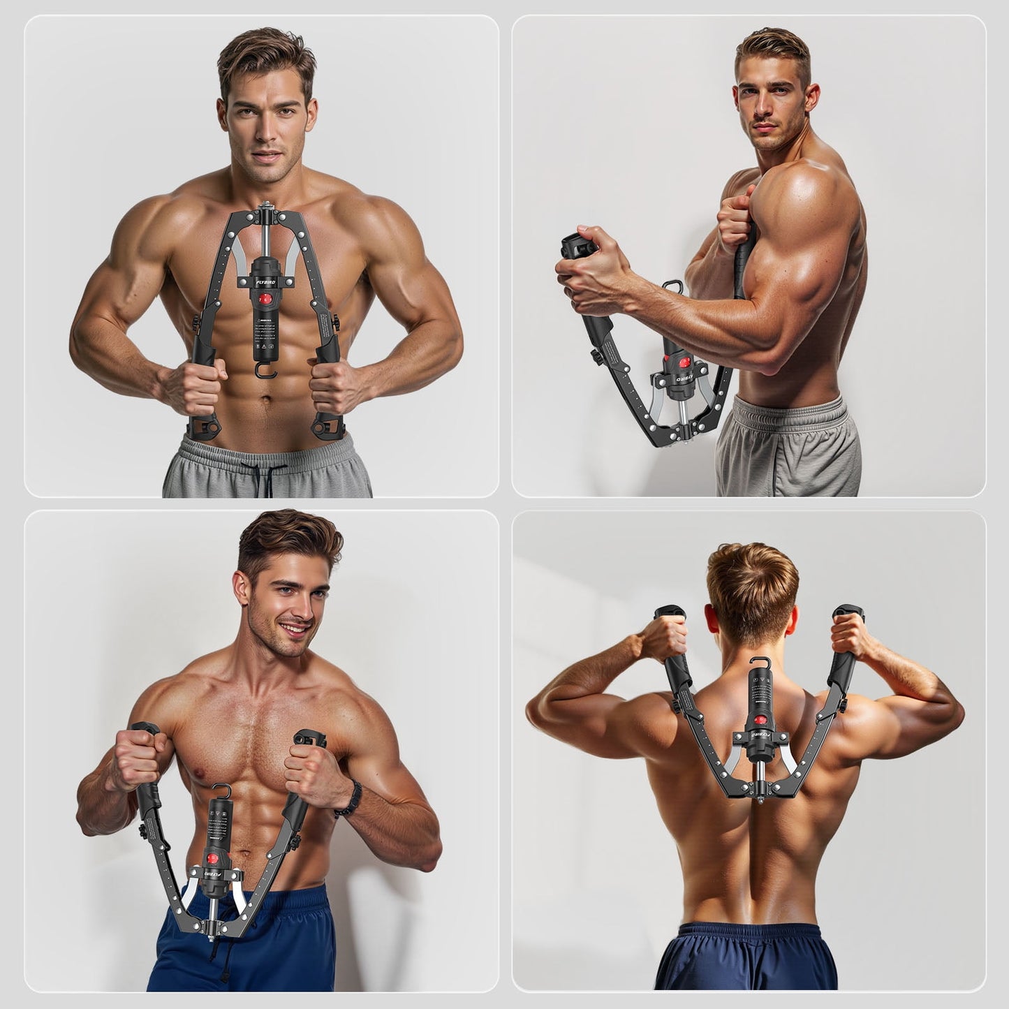 FLYBIRD 2-in-1 Twister Arm Trainer with Ab Roller Wheel, Adjustable 22-440lbs Hydraulic Power Chest