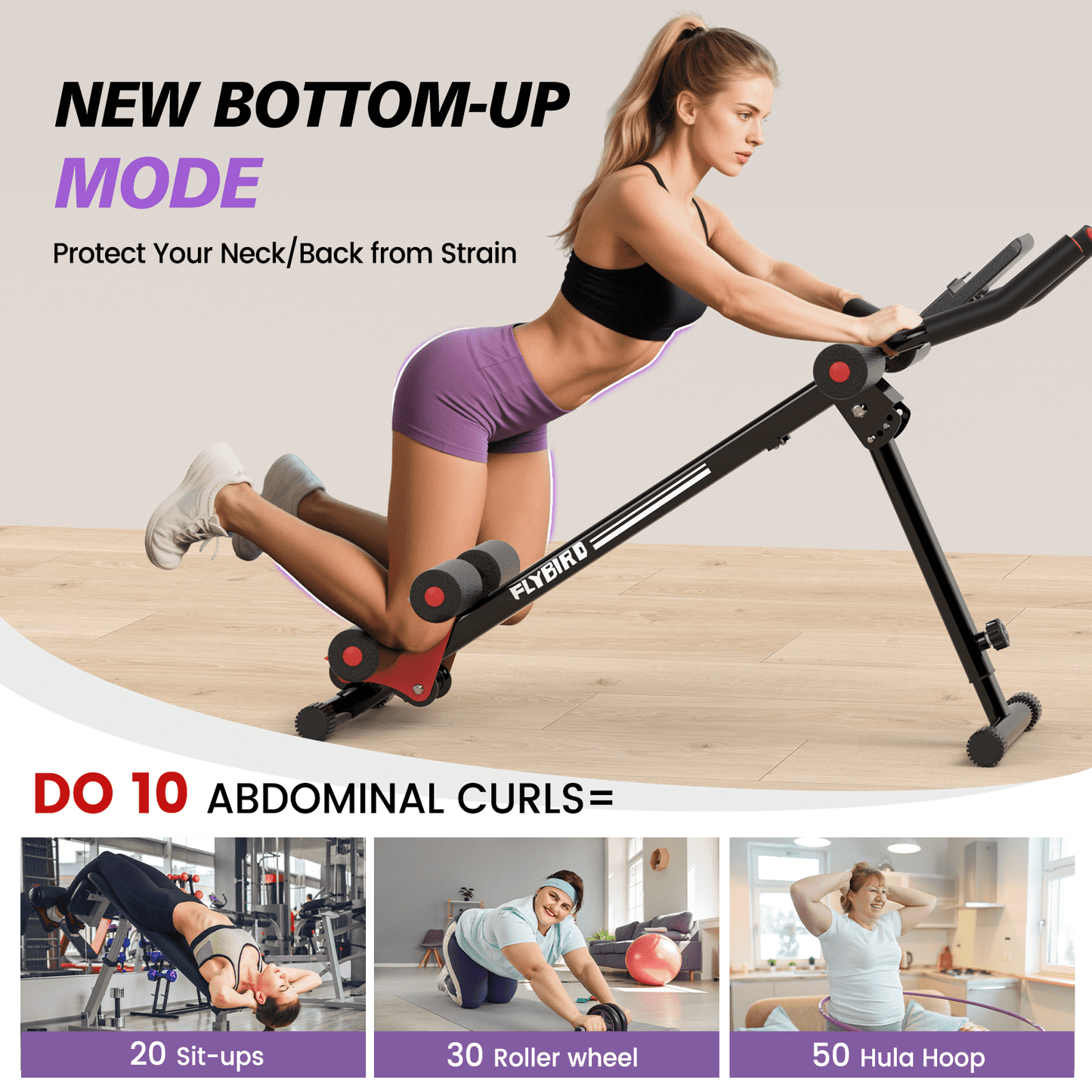 FLYBIRD Adjustable Ab Workout Equipment, Full Body Strength Training