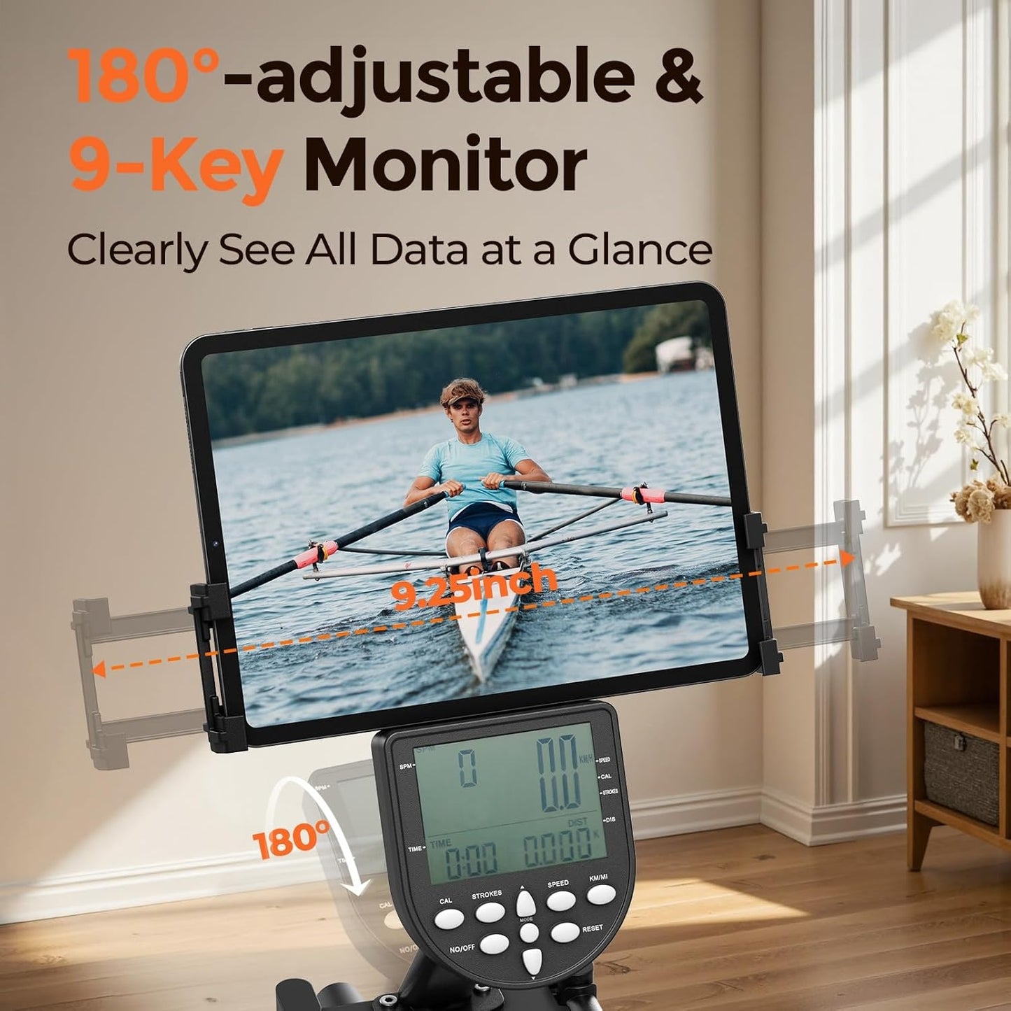 YOSUDA Home Water Rower Machine, 350 lbs Max Weight, with LCD Display