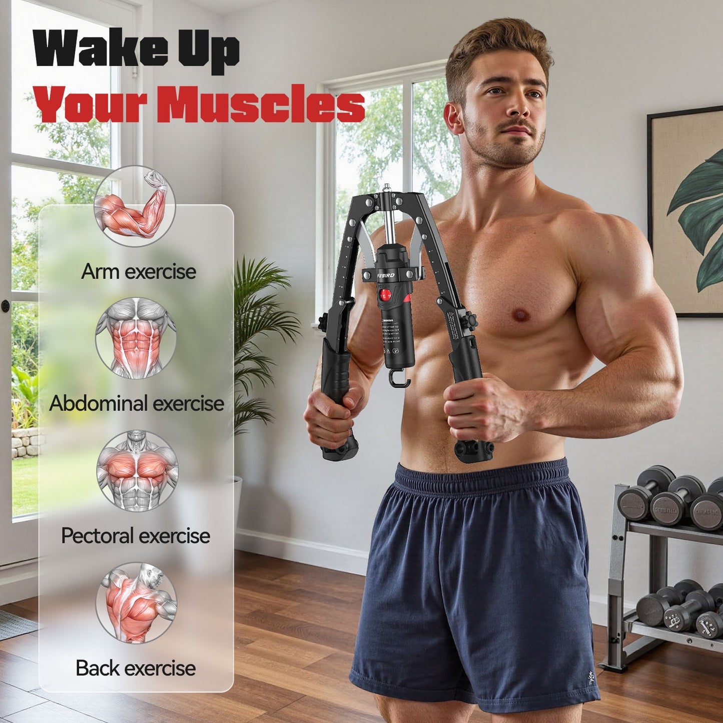 FLYBIRD 2-in-1 Twister Arm Trainer with Ab Roller Wheel, Adjustable 22-440lbs Hydraulic Power Chest