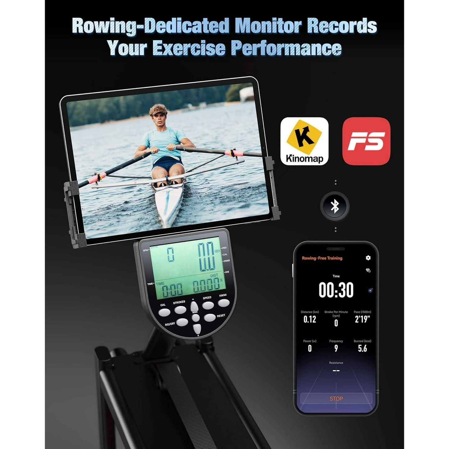 YOSUDA Home Water Rower Machine, 350 lbs Max Weight, with LCD Display