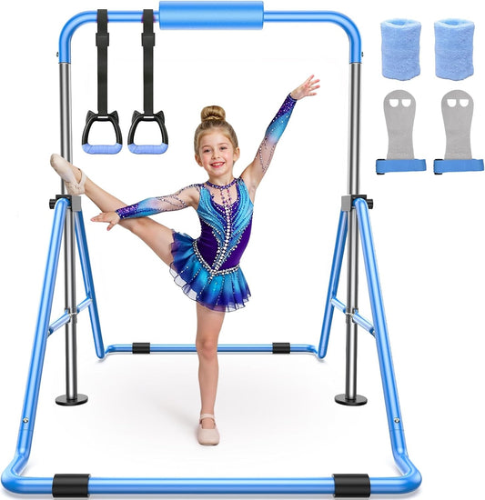 Sportsroyals Gymnastics Bar for Kids,Adjustable Height Gymnastic Horizontal Bars,Folding Gymnastic Junior Training Kip Bar for Home