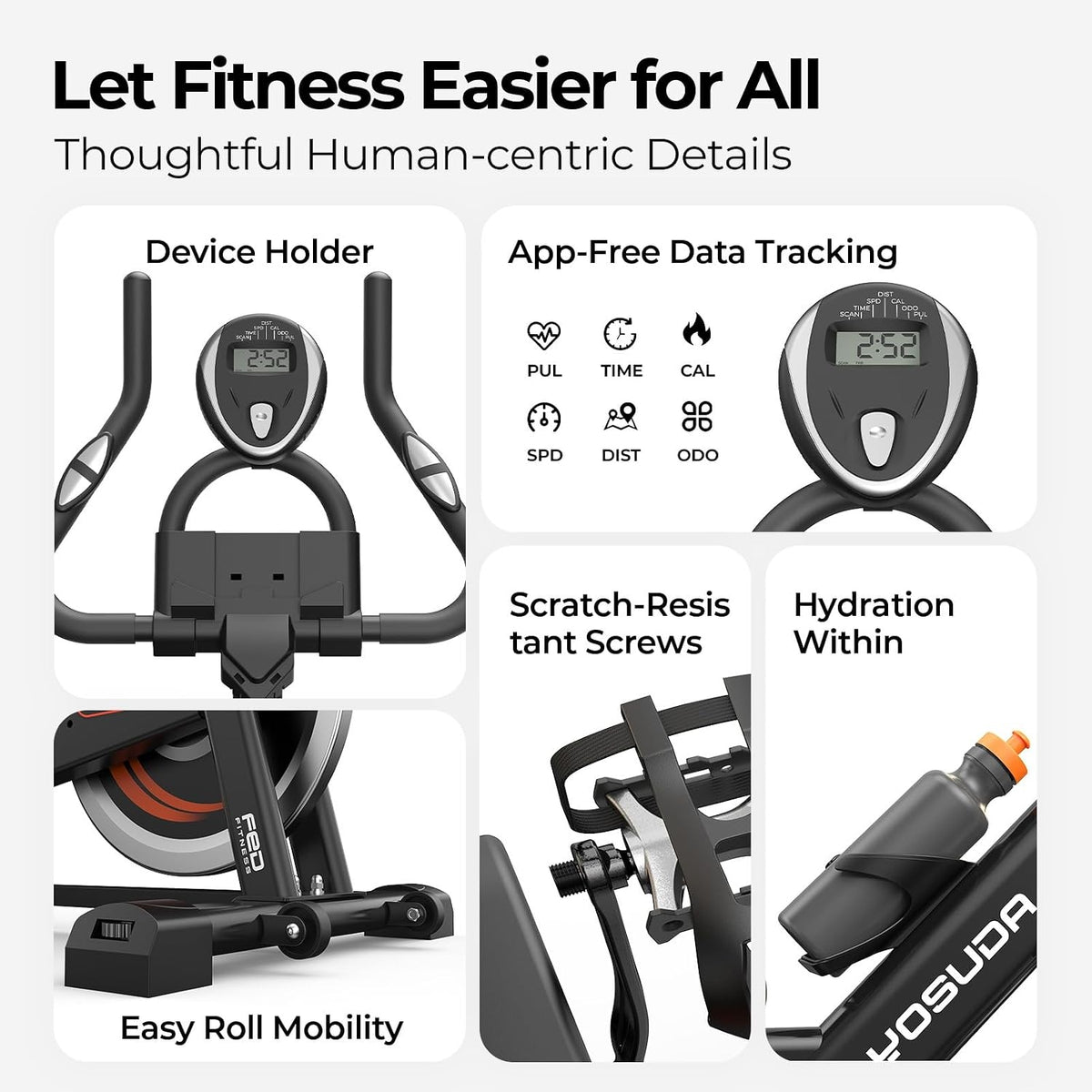 YOSUDA PRO Magnetic Exercise Bike 350 lbs Weight Capacity | Indoor Cycling Bike Stationary with Comfortable Seat Cushion