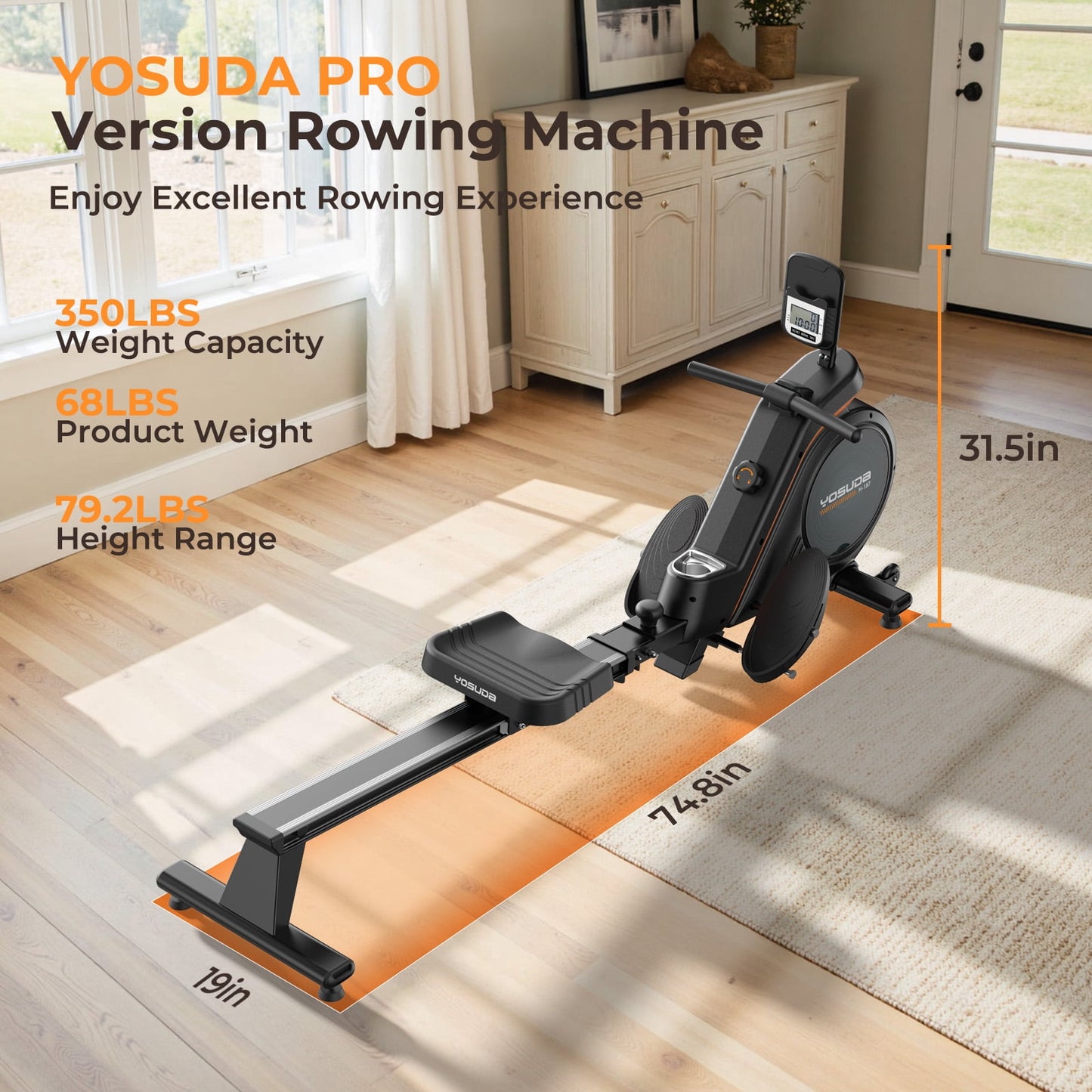 YOSUDA Magnetic Rowing Machine 350 LB Weight Capacity
