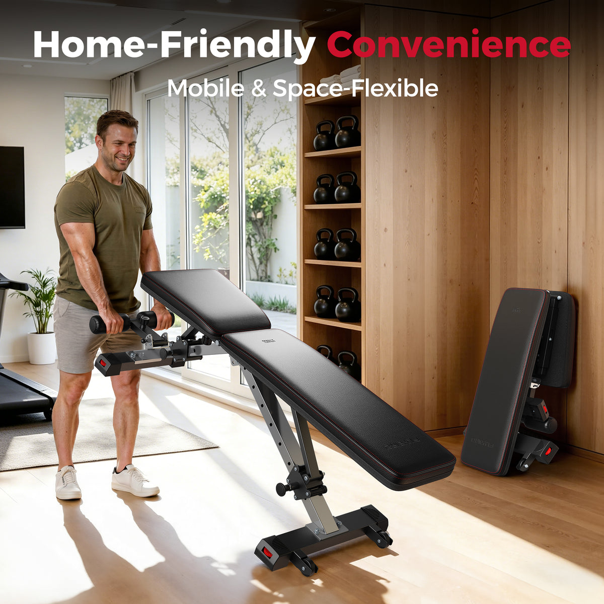 FED FITNESS Weight Bench,700LBS Foldable Strength Training Bench for Full Body Workout with Fast Folding
