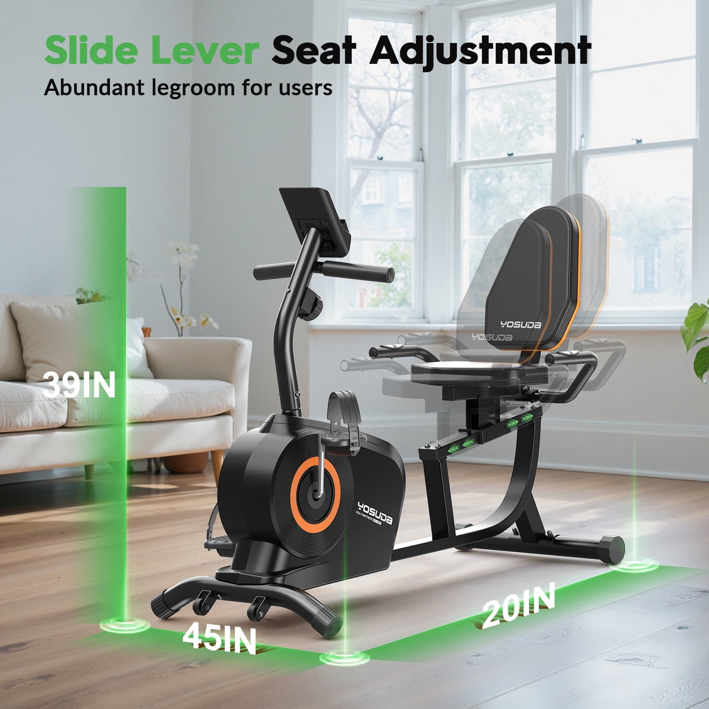 YOSUDA Recumbent Exercise Bike for Adults Seniors with Quick Adjust Seat