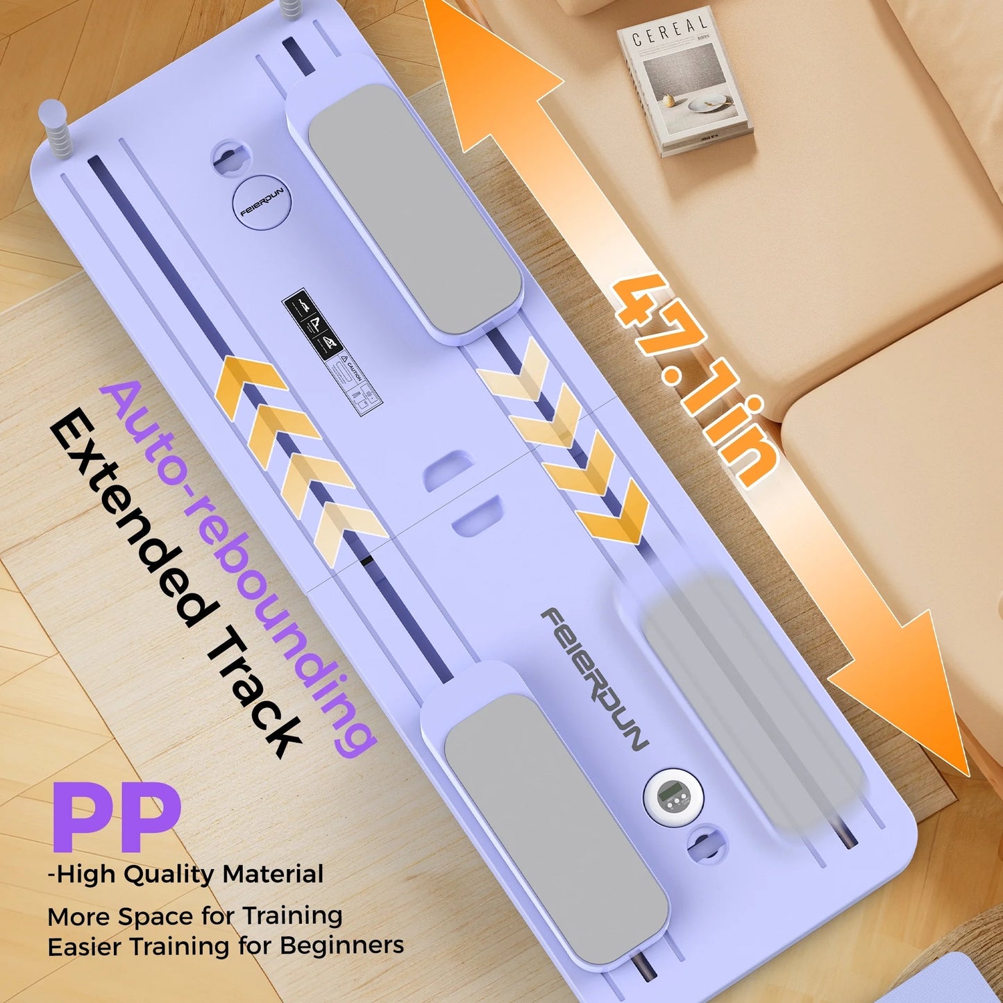 FEIERDUN 5 in 1 Folding Pilates Board, Pilates Reformer Set with 300 LBS Weight Capacity, Portable Home Pilates for Woman (Purple)