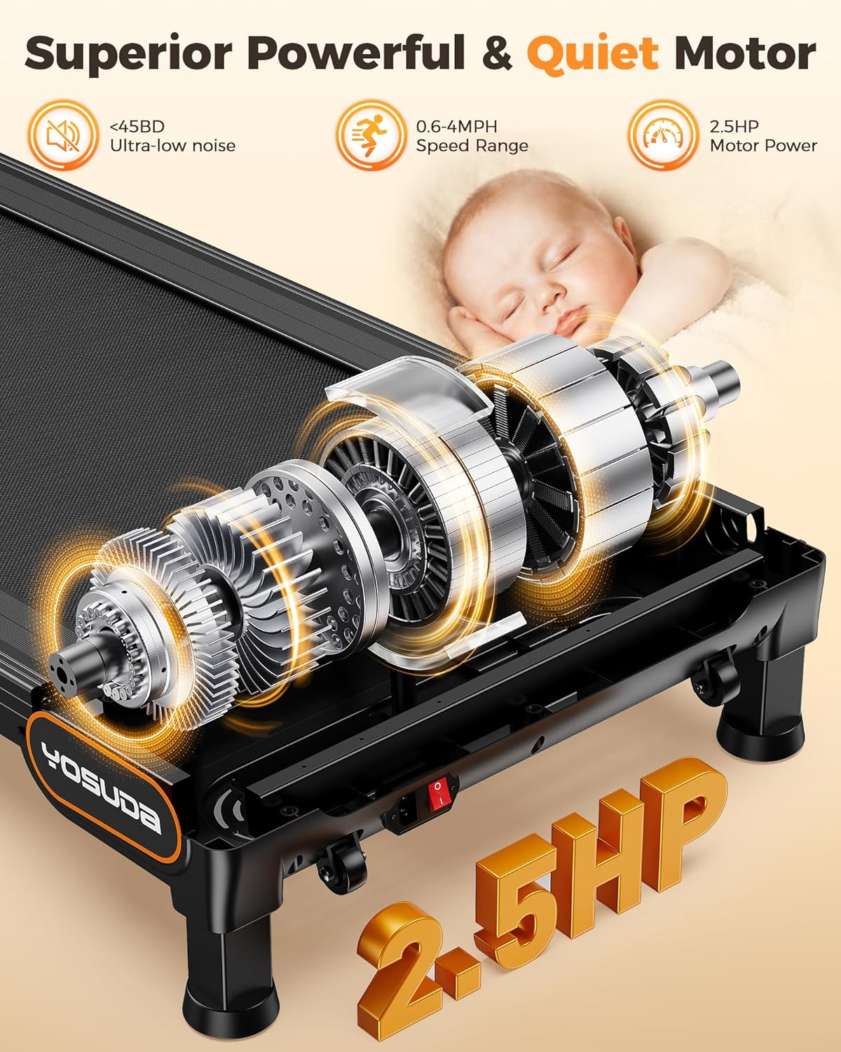 YOSUDA Walking Pad Treadmills with Auto Incline, 9% Incline Tredamills Under Desk with 300LBS Weight Capacity & 3 Adjustable Slopes