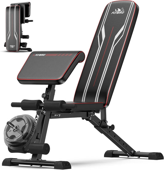 FLYBIRD 3 in 1 Adjustable Weight Bench with Leg Extension & Preacher Curl Pad for Full Body Workout, 800LBS Foldable Exercise Bench at Home Gym, Portable Lifting Incline Decline Flat Strength Training