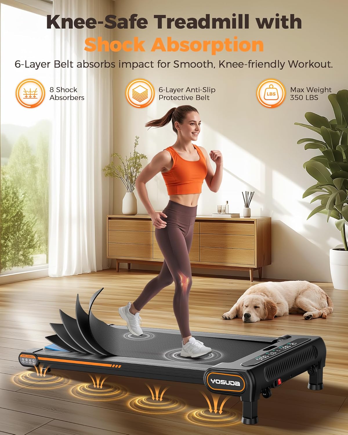 YOSUDA Walking Pad Treadmills with Auto Incline, 9% Incline Tredamills Under Desk with 300LBS Weight Capacity & 3 Adjustable Slopes