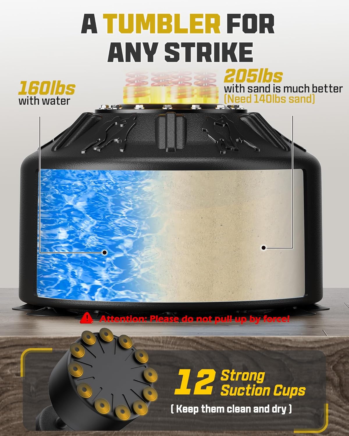 FITVEN Freestanding Punching Bag with Boxing Gloves Heavy Boxing Bag with Suction Cup Base - Men Stand Kickboxing Bag