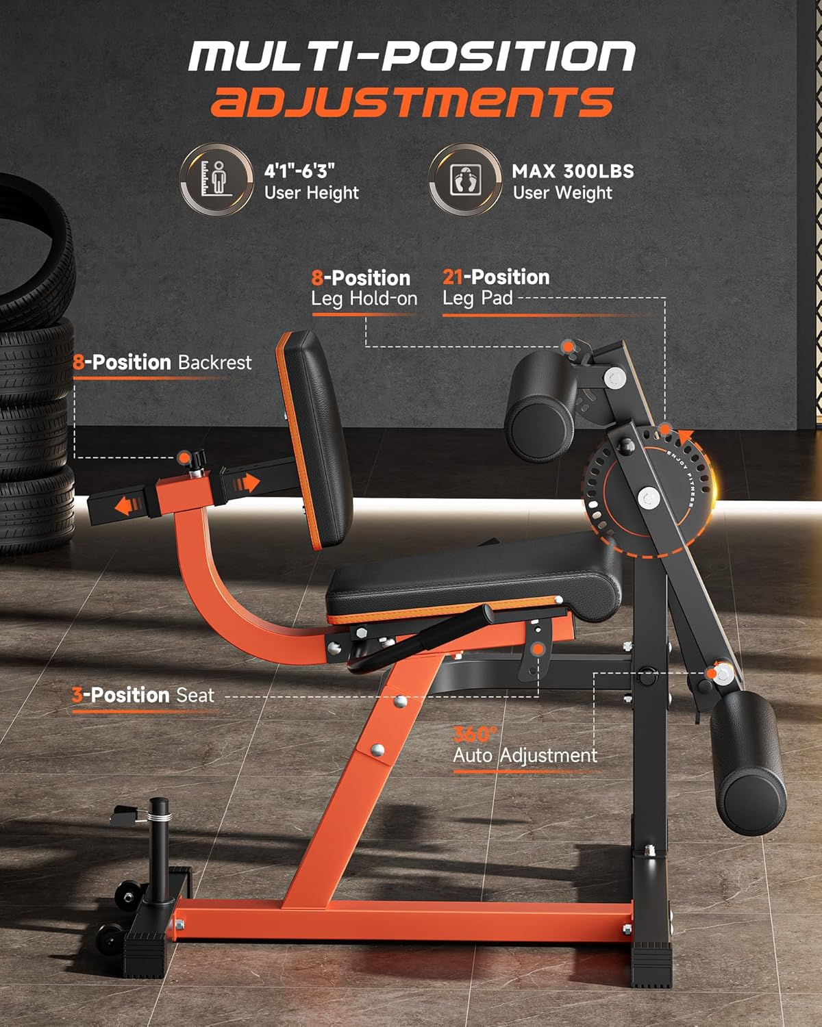 Leg Extension and Curl Machine, Lower Body Special Leg Machine, Adjustable Leg Exercise with Plate Loaded, Leg Rotary Extension for Thigh, Home Gym Weight Machine