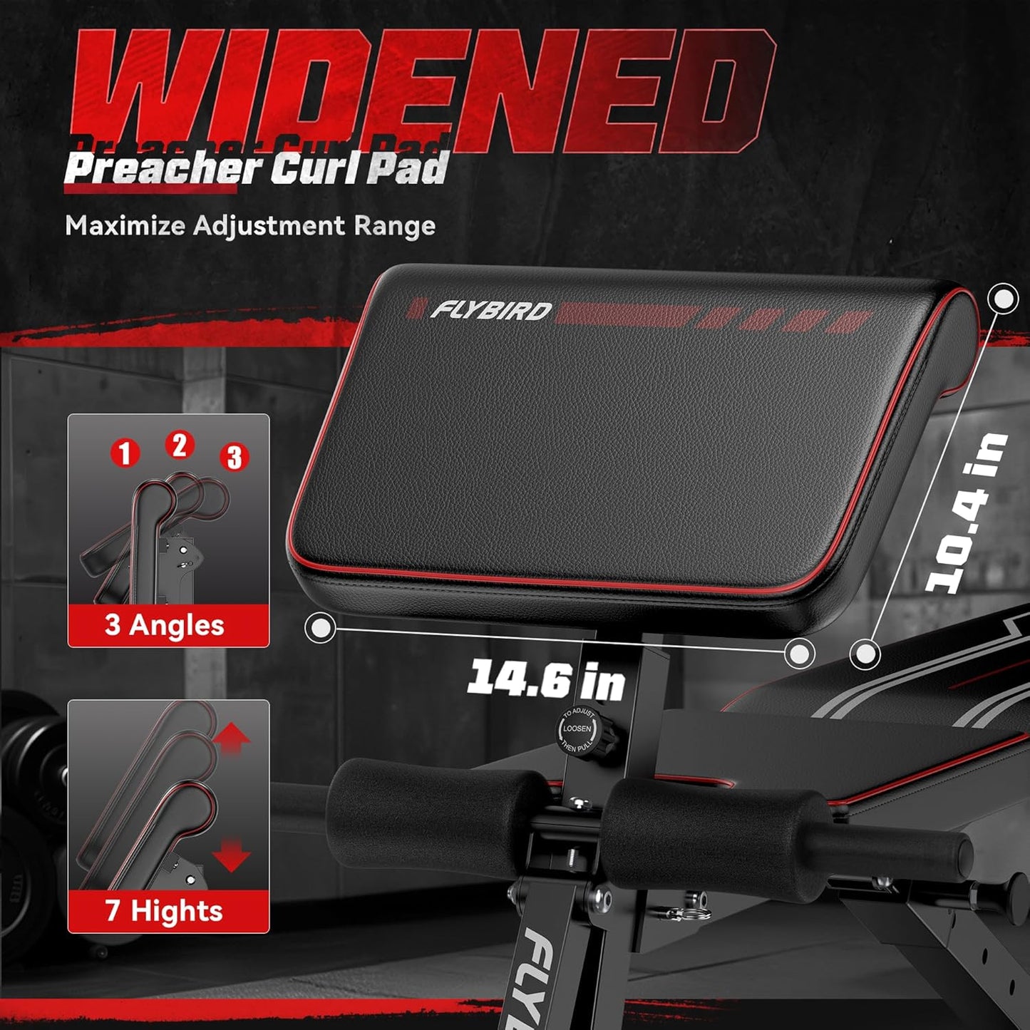 FLYBIRD 3 in 1 Adjustable Weight Bench with Leg Extension & Preacher Curl Pad for Full Body Workout, 800LBS Foldable Exercise Bench at Home Gym, Portable Lifting Incline Decline Flat Strength Training