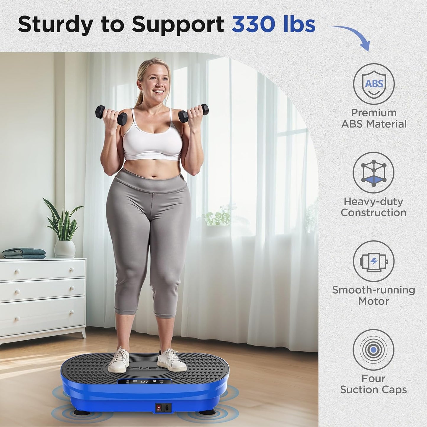 Vibration Plate Exercise Machine, Vibration Plate for Lymphatic Drainage, Power Plate Vibration Platform for Weight Loss, Toning & Wellness, Blue