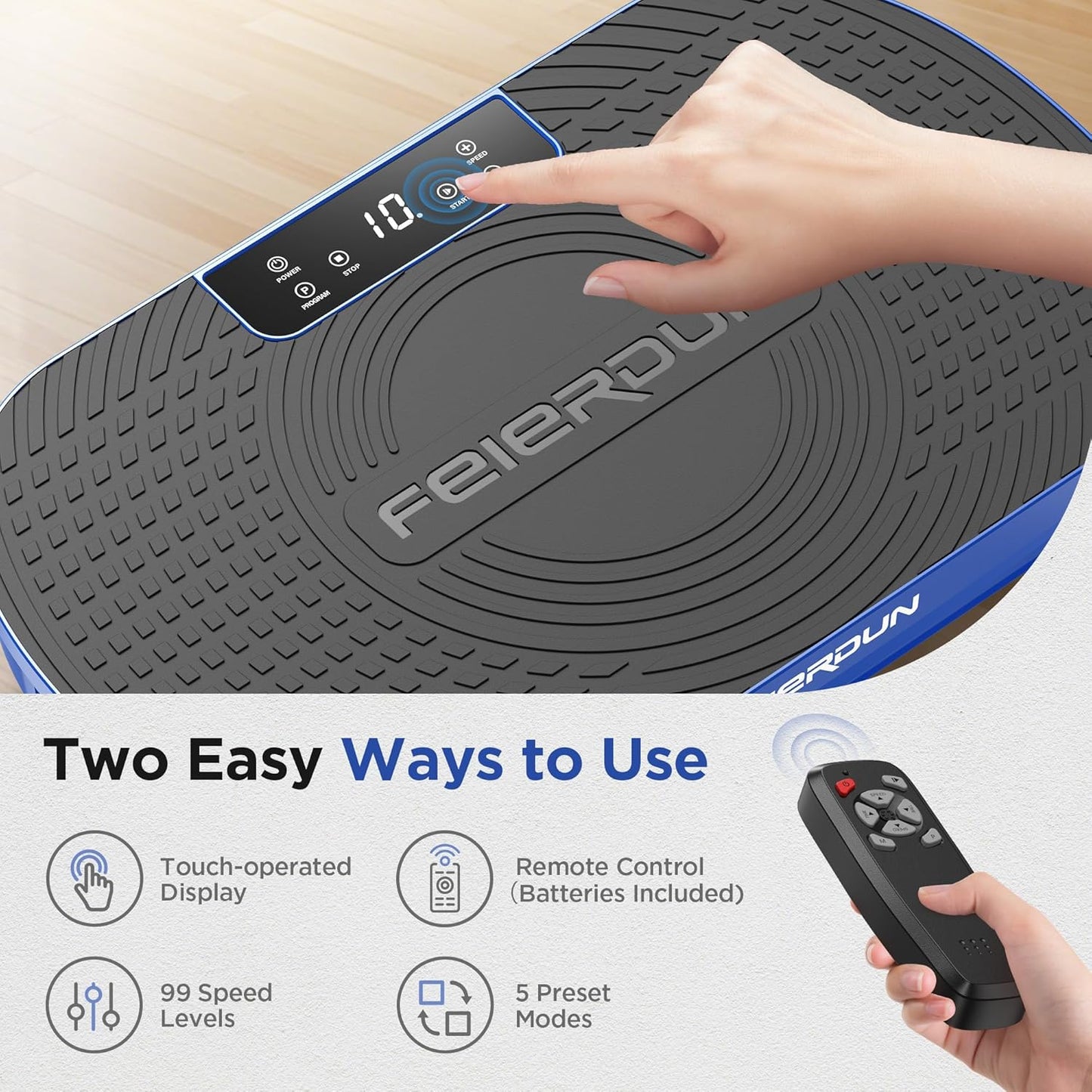 Vibration Plate Exercise Machine, Vibration Plate for Lymphatic Drainage, Power Plate Vibration Platform for Weight Loss, Toning & Wellness, Blue