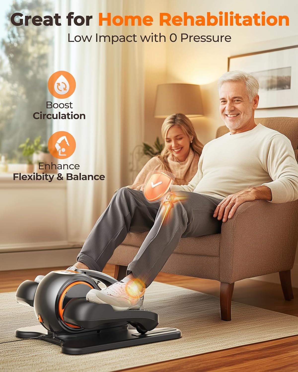 YOSUDA Under Desk Elliptical,Ellipse Leg Exerciser for Seniors Fully Assembled,Quiet & Portable Electric Seated Pedal Exerciser with 10 Level Resistances & Speeds