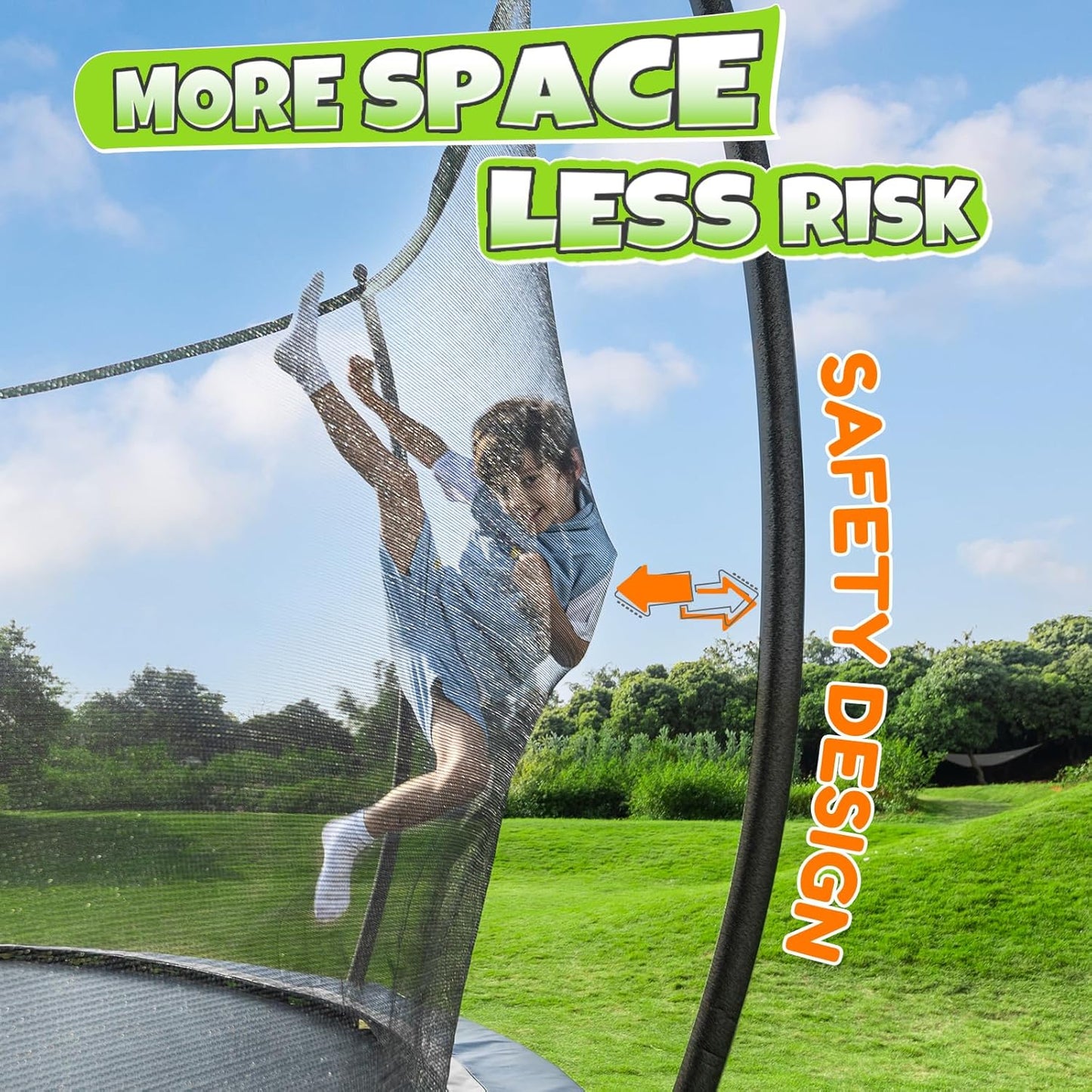 BCAN Recreational Trampoline with Enclosure for Kids Adults, ASTM Approved, Outdoor Trampolines with Ladder for Kids