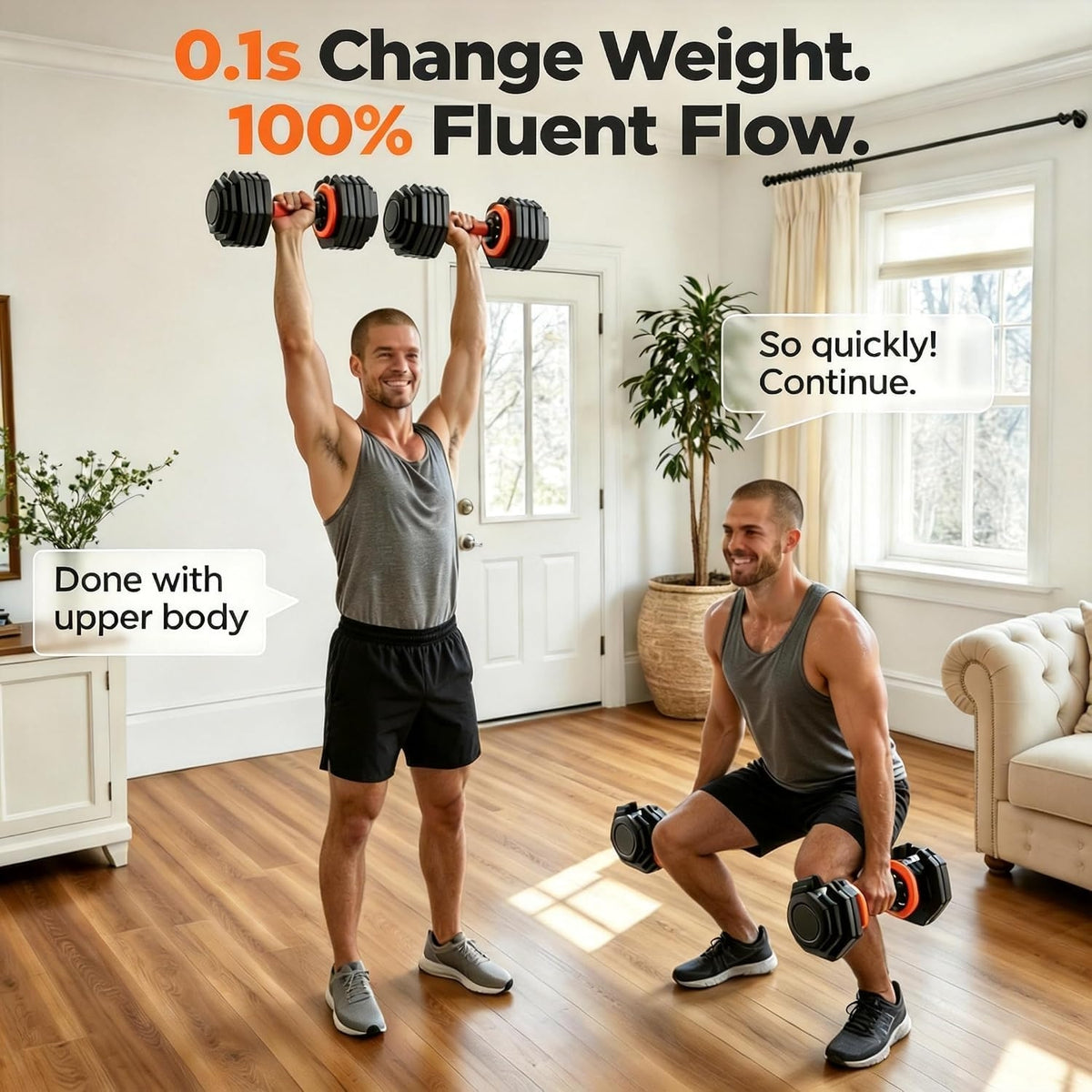 FEIERDUN Adjustable Dumbbell Set, Weight Set for Home Gym, 10-in-1 Free Weight Adjustable Dumbbells, Single Hand Twist Adjust with Non-Slip Handles, 90% Space Saving Strength Training for both Men&Women