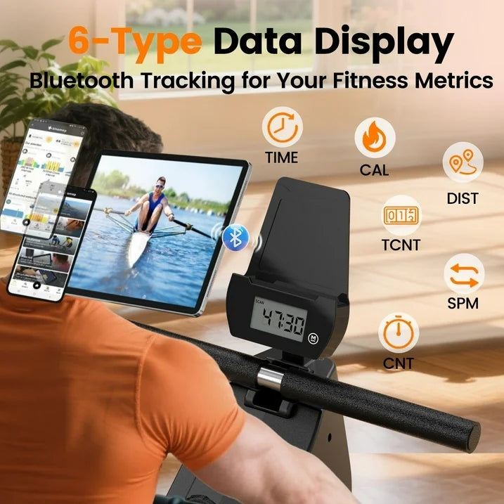 YOSUDA Magnetic Rowing Machine 350 LB Weight Capacity , Foldable Rower for Home Use with 16-Level Max 115lbs Adjustable Resistance and Bluetooth