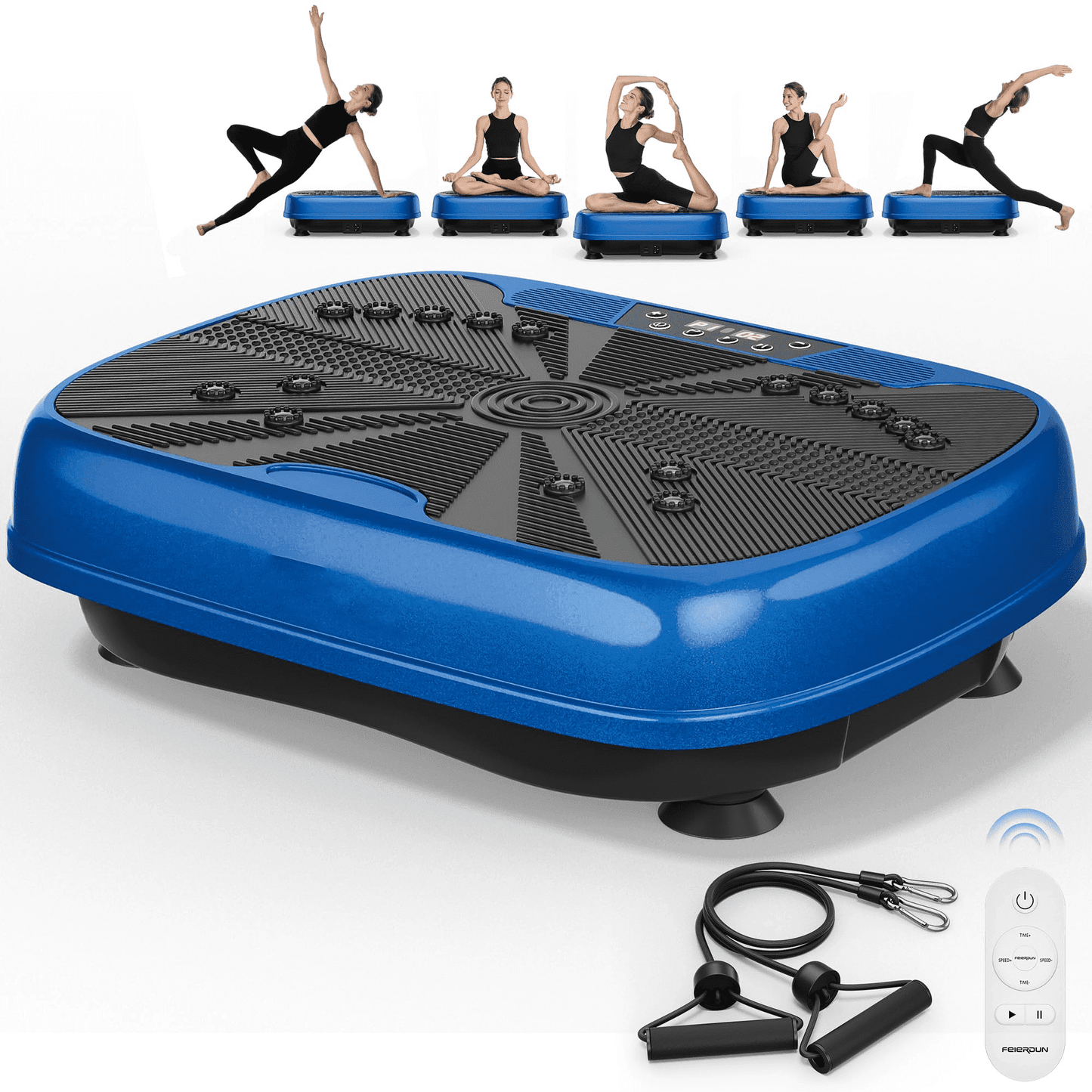 Feierdun Vibration Exercise Machine, Power Waver Vibration Plate Platform for Lymphatic Drainage Whole Body，with 2 Resistance Bands, 120 Levels