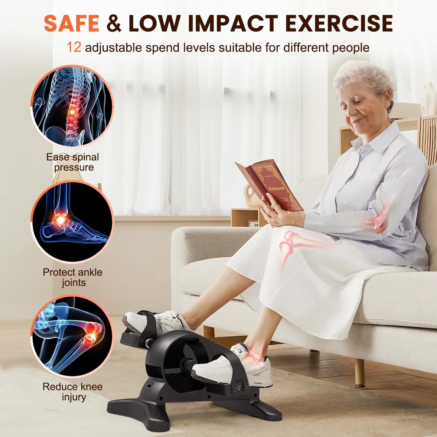 Mini Under Desk Bike ,Electric Pedal Exerciser Leg/Arm Cycle for Senior, Physical Therapy, with Remote Control