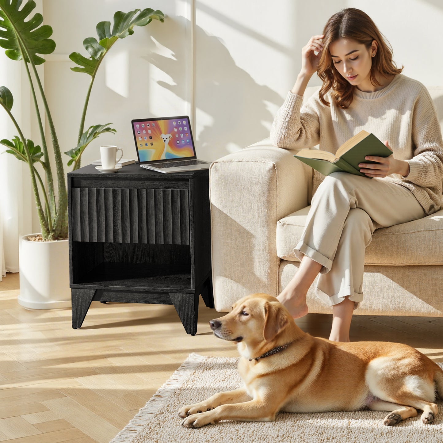 1 - Drawer Nightstand With Charging Station, Versatile Side Table With Storage