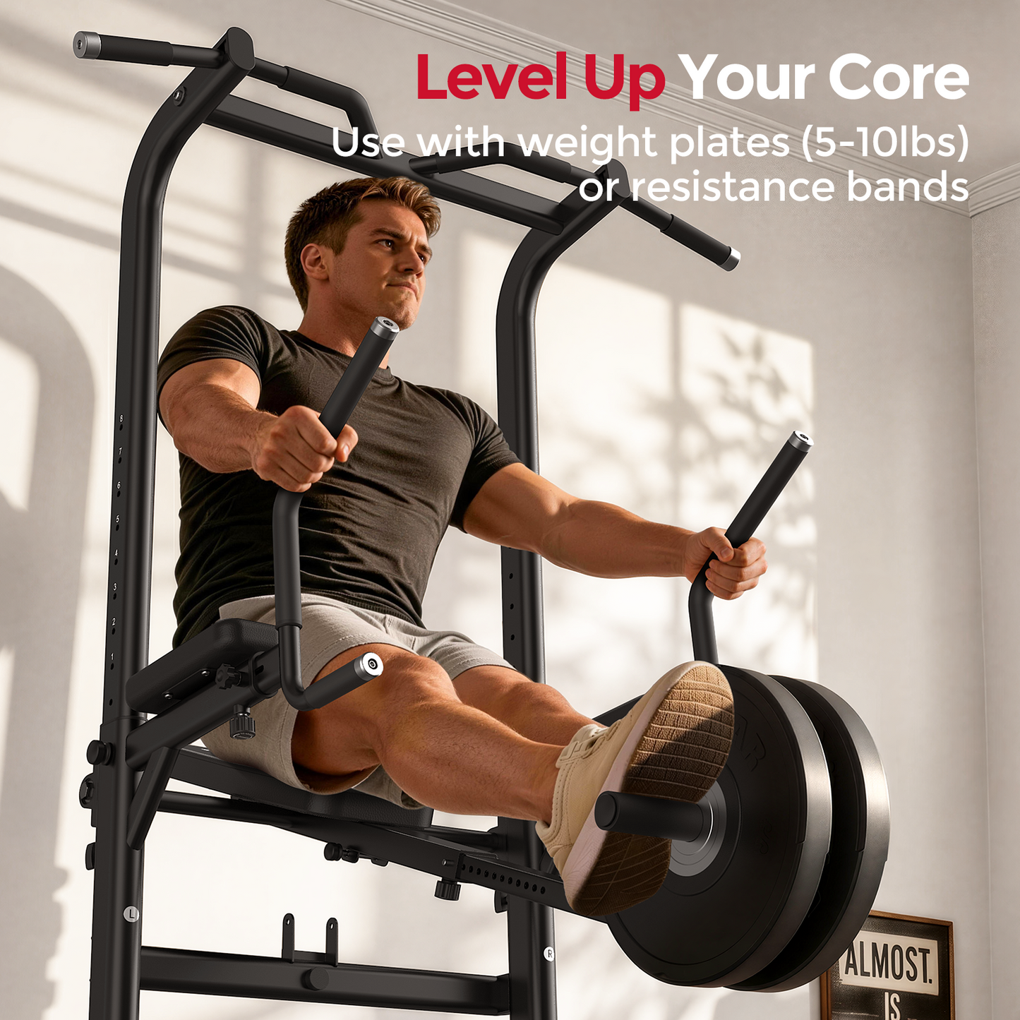 FED FITNESS Power Tower: Adjustable Multi-Function Pull Up & Dip Station, 800 lbs Capacity, Home Gym Strength & Ab Workout