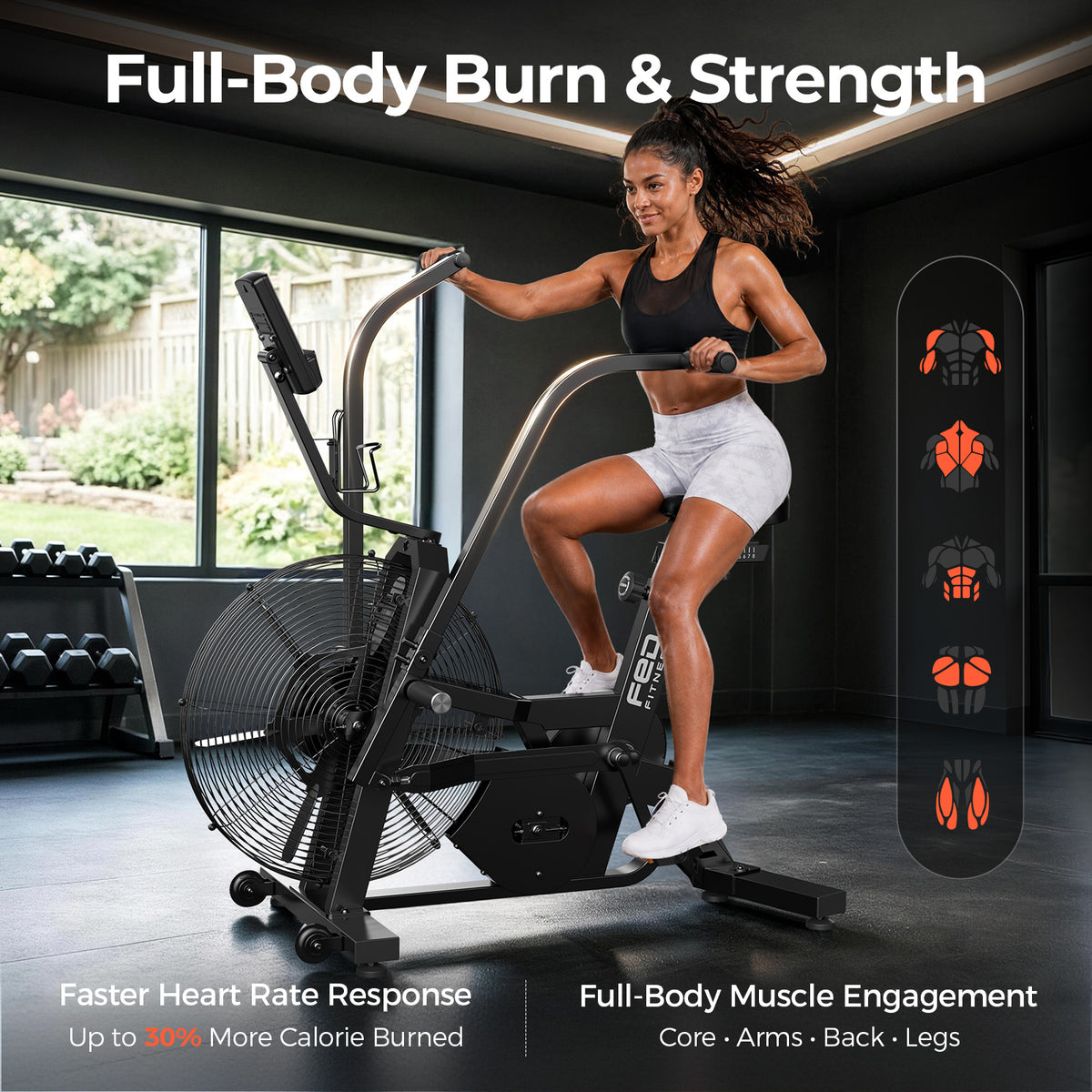 YOSUDA Air-Resistance Exercise Fan Bike, Air Bike with Dual Acction Handlebars&Dual-Layer Transmission System