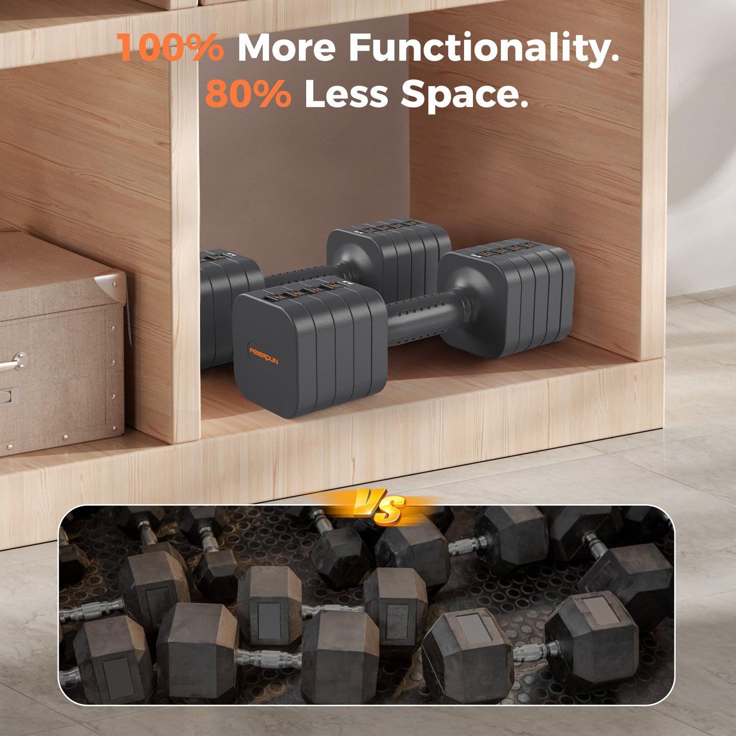 FEIERDUN 5-in-1 Adjustable Dumbbell Set of 2, 20LBS/10LBS Hand Weights for Women, 1s-Adjust Dual-Stable Dumbbell Set for Women Home Gym & Outdoor