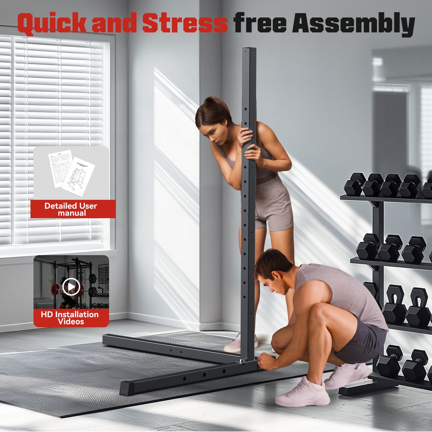 Sportsroyals Power Cage, Power Rack with Adjustable Cable Crossover System, Weight Cage for Home Gym