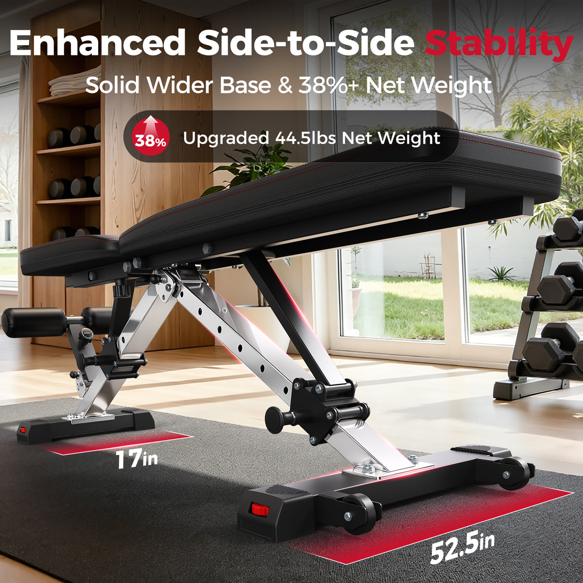 FED FITNESS Adjustable Weight Bench - Heavy Duty Foldable Bench for Full Body Workout, 1000+ lbs Capcity for Home Gym Fitness Exercise Utility