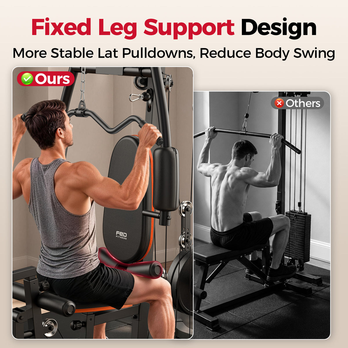FED Fitness Home Gym, 240LB Plate-Loaded Multifunctional Workout Station | Full-Body Exercise Equipment, Workout Equipment and Fitness Equipment