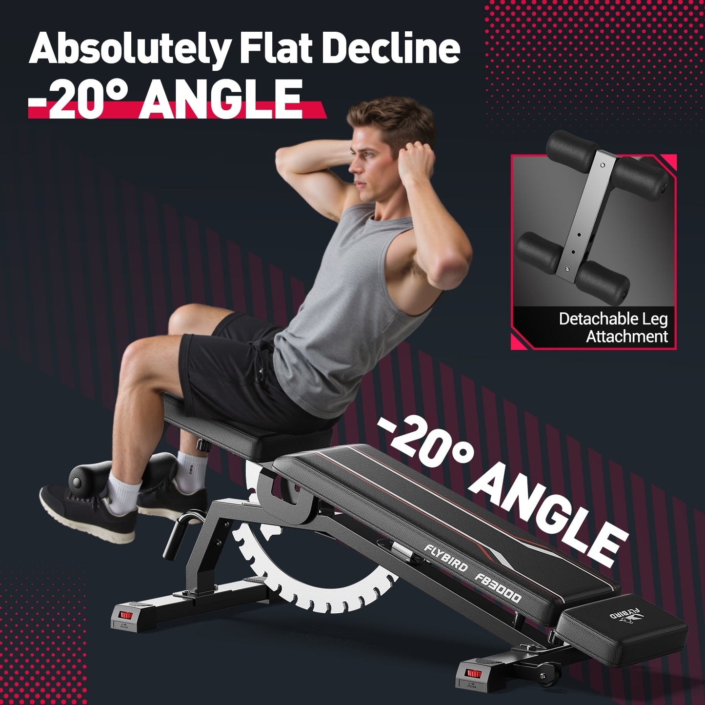 FLYBIRD Adjustable Weight Bench, 1200LBS Foldable Strength Training Bench