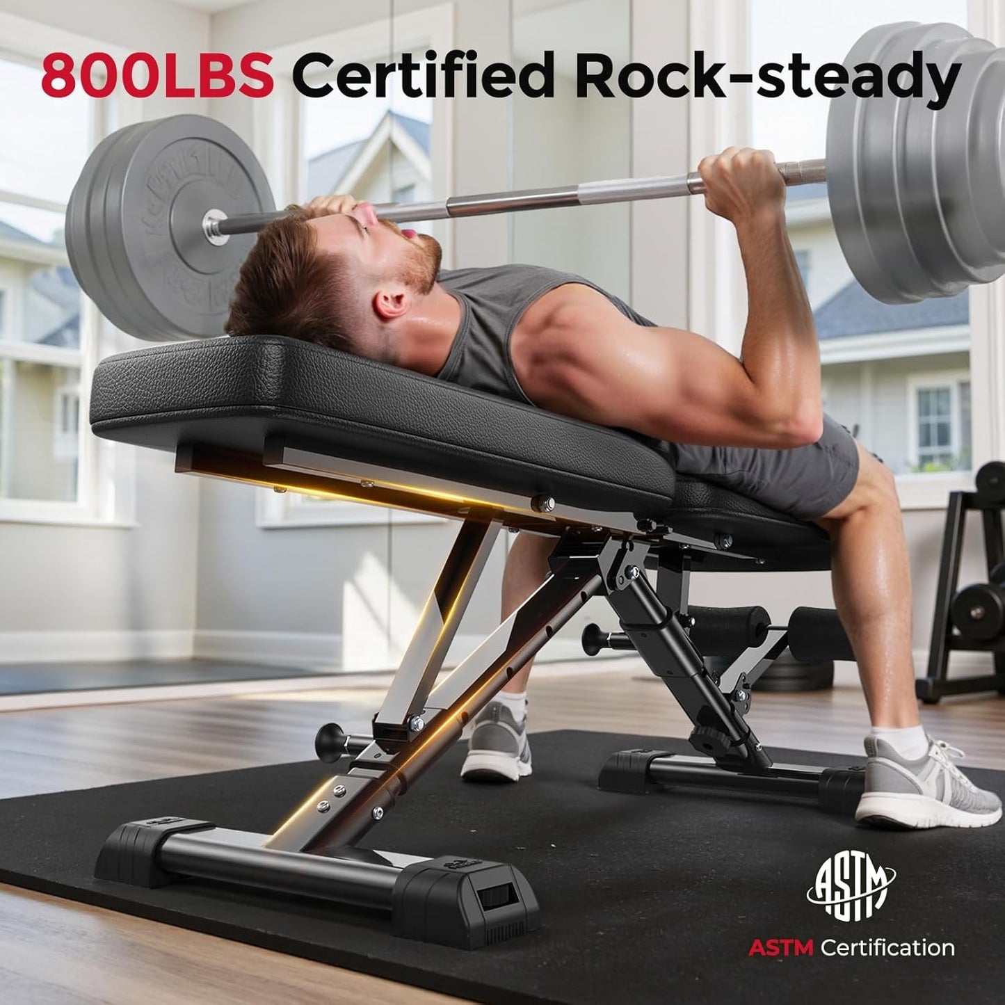 Flybird Collapsible Adjustable Weight Bench - Heavy Duty Foldable Fitness Exercise Utility