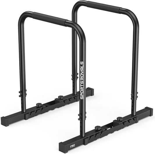 Sportsroyals Adjustable Dip Bar Station,Heavy Duty Parallette & Parallel Bars,400LBS Stable Dip Stands for Home Gym,Calisthenics & Workout Equipment
